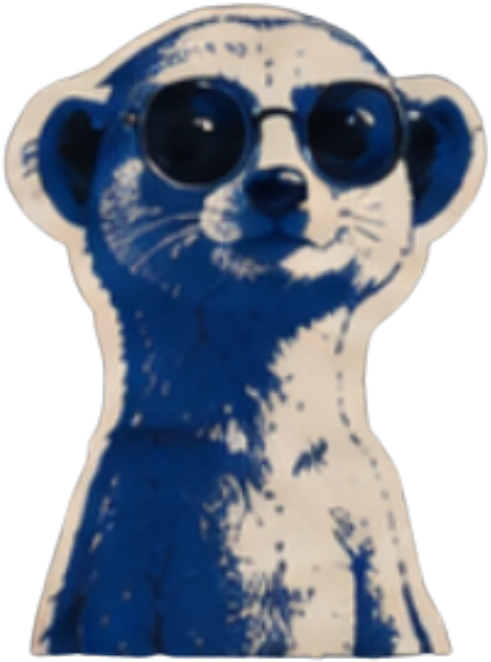 Blue Kat wearing sunglasses